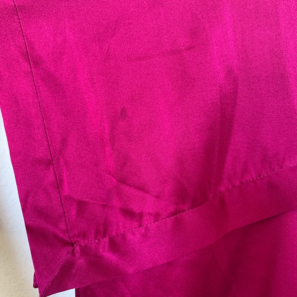 DVF Silk Blouse Fuchsia Pleated Square Neck Short Sleeve Top Size 0 - Picture 6 of 8